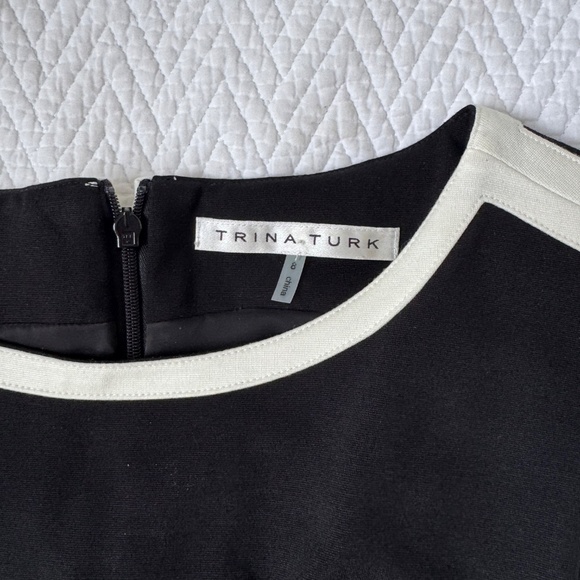 Trina Turk Black Sheath Dress with Ivory Piping Size 8 - Picture 5 of 11